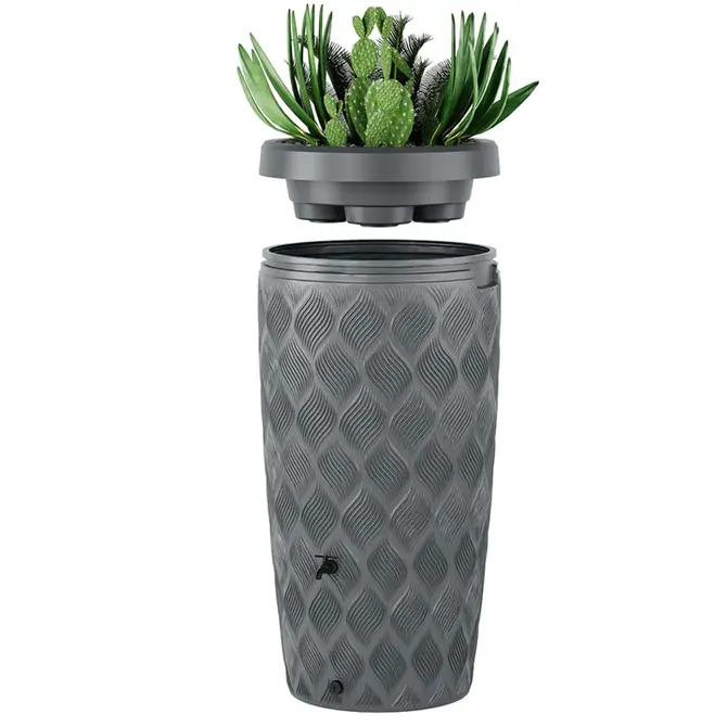 2in1 regenton delta 240l grijs sfeer, Meuwissen Agro, tuincentrumoutlet