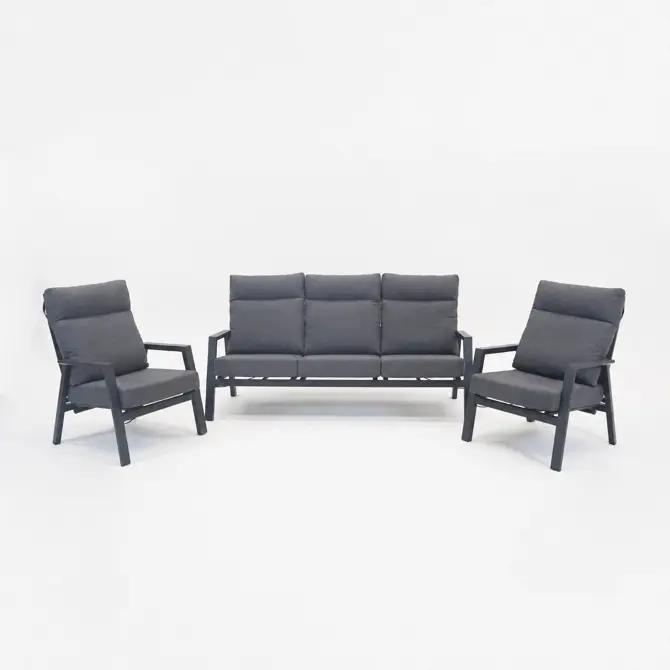 3-delige loungeset Ohio antraciet, Lesli Living, tuincentrumoutlet.com