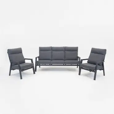 3-delige loungeset Ohio antraciet, Lesli Living, tuincentrumoutlet.com