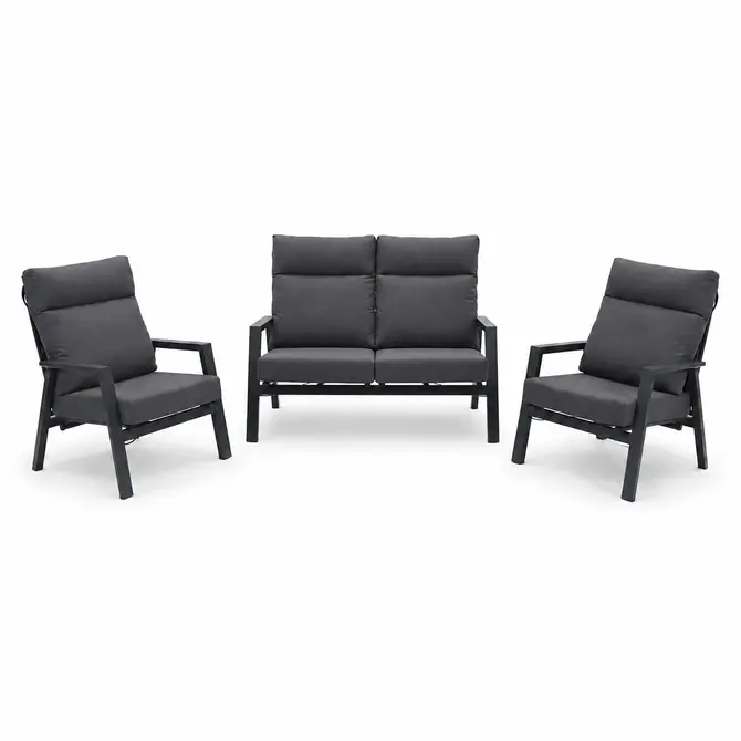 3-delige loungeset Ohio antraciet klein, Lesli Living, Tuincentrumoutlet.com