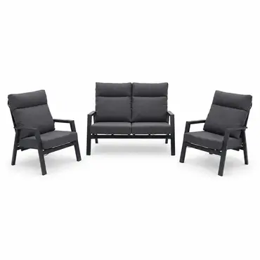 3-delige loungeset Ohio antraciet klein, Lesli Living, Tuincentrumoutlet.com