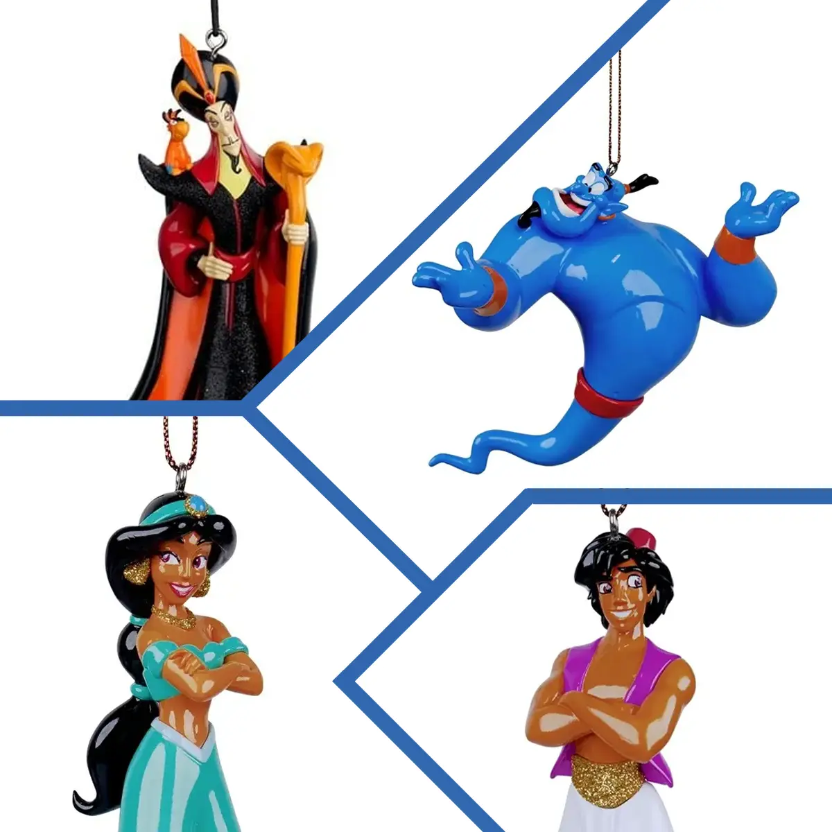 4x Kerstballen Aladdin Jasmine Geest Jafar Disney Ornament Kurt S