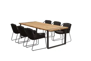 Accor tuinset antraciet met teak Alto tafel met alu poten - afbeelding 2