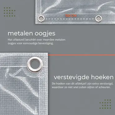 AFDEKZEIL TRANSPARANT details 4 x 6 MTR 150 GR/M² details, Verbo, Tuincentrumoutlet.com