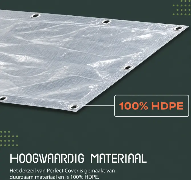 AFDEKZEIL TRANSPARANT details 4 x 6 MTR 150 GR/M² materiaal, Verbo, Tuincentrumoutlet.com
