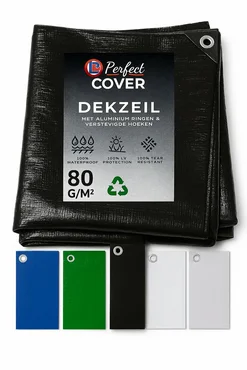 AFDEKZEIL ZWART  4 x 6 MTR 80 GR/M², Verbo, tuincentrumoutlet.com