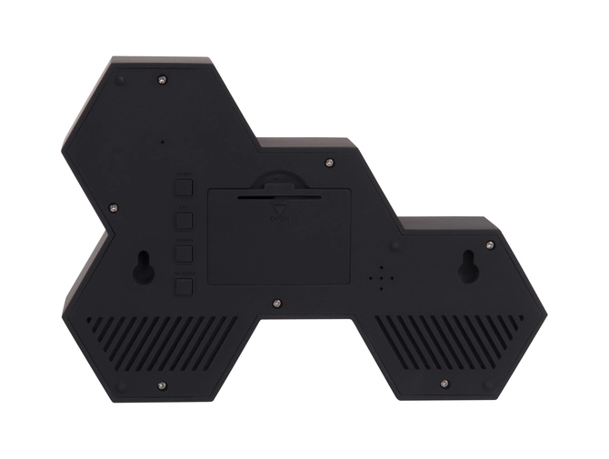 Alarm clock Six in the Mix rubberized black achterkant, present time, tuincentrumoutlet.com