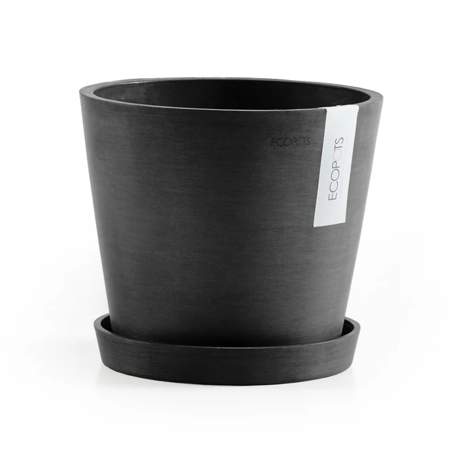 Amsterdam 18 Donkergrijs met onderschotel, Ecopots, tuincentrumoutlet.com