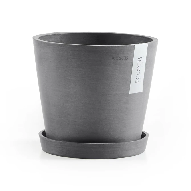 Amsterdam 18 Grijs met onderschotel, Ecopots, tuincentrumoutlet.com