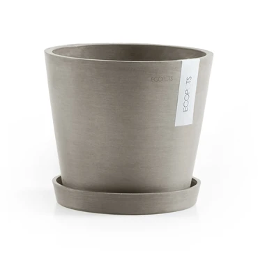Amsterdam 18 Taupe met onderschotel, Ecopots, tuincentrumoutlet.com