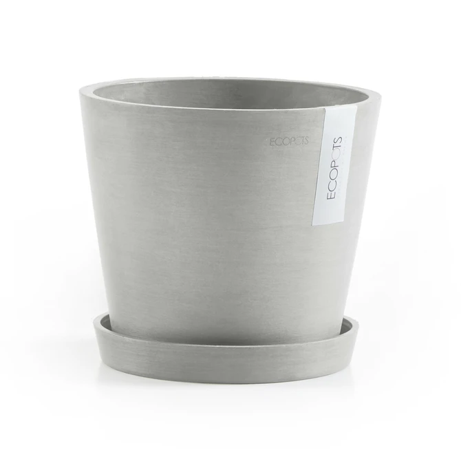 Amsterdam 18 Witgrijs met onderschotel, Ecopots, tuincentrumoutlet.com
