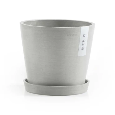 Amsterdam 18 Witgrijs met onderschotel, Ecopots, tuincentrumoutlet.com
