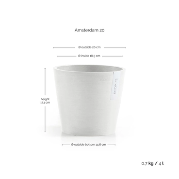 Amsterdam 20 Wit afmetingen, Ecopots, tuincentrumoutlet.com