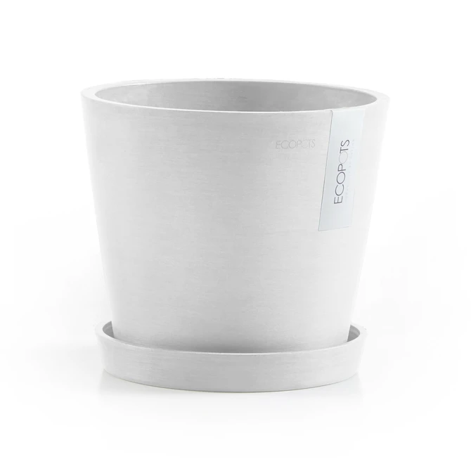 Amsterdam 20 Wit met onderschotel, Ecopots, tuincentrumoutlet.com