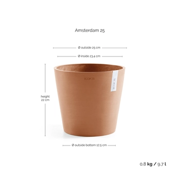 Amsterdam 25 Terra afmetingen, Ecopots, tuicentrumoutlet.com