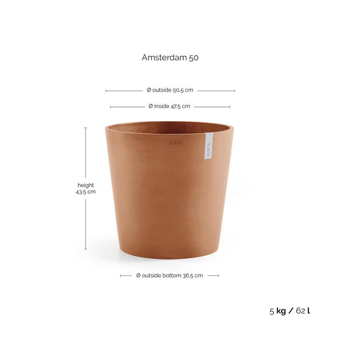 Amsterdam 50 Terra afmetingen, Ecopots, tuincentrumoutlet.com
