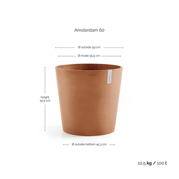 Amsterdam 60 Terra afmetingen, Ecopots, tuincentrumoutlet.com