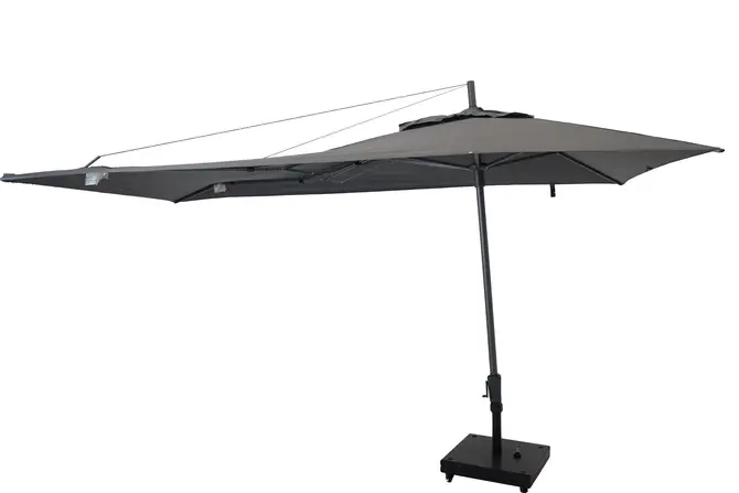 Asymetrique 360x220 grijs met verrijdbare 60kg voet parasol, Madison, tuincentrumoutlet