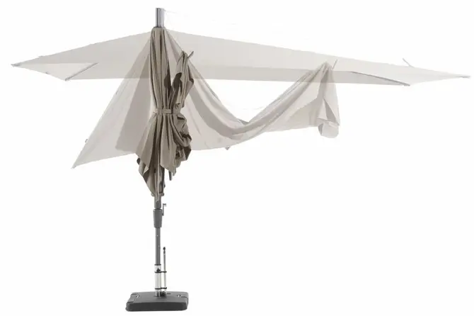 Asymetrique 360x220 sage groen met verrijdbare 60kg voet parasol inklappen, Madison, tuincentrumoutlet