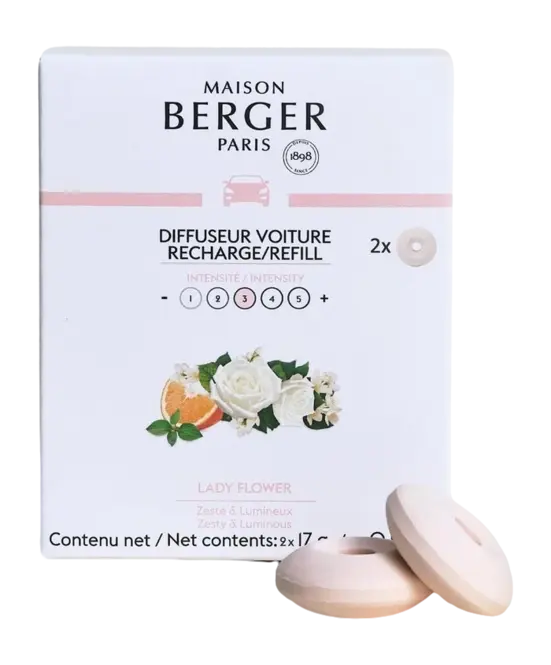 Autodiffuser navulling 2 stuks Lady Flower, lampe berger, tuincentrumoutlet.com