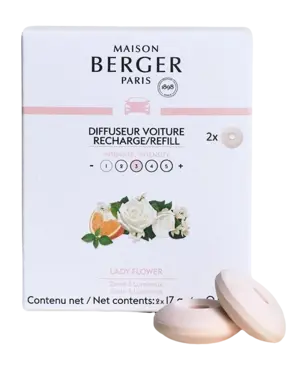 Autodiffuser navulling 2 stuks Lady Flower, lampe berger, tuincentrumoutlet.com