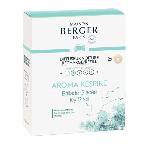 Autoparfum navulling 2 stuks Aroma Respire - Ballade Glacée / Icy Stroll, lampe berger, tuincentrumoutlet.com