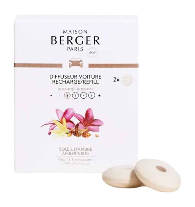 Autoparfum navulling 2 stuks Soleil d'Ambre, lampe berger, tuincentrumoutlet.com