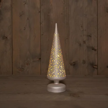 B.O.T. GLAS BOOMPJE MAT CHAMPAGNE MET STERREN 9X30CM / 10LED WARM WIT 3XAA MET TIMER, ANNA'S collection. tuincentrumoutlet.com