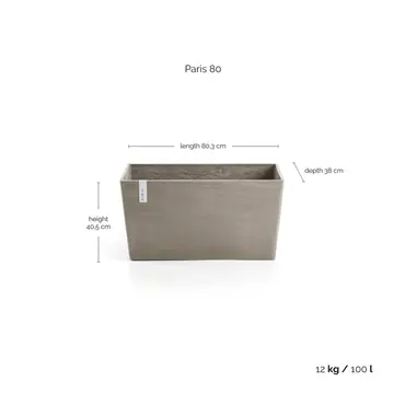 Bak paris l80b25h40cm taupe afmetingen, Ecopots, tuincentrumoutlet.com