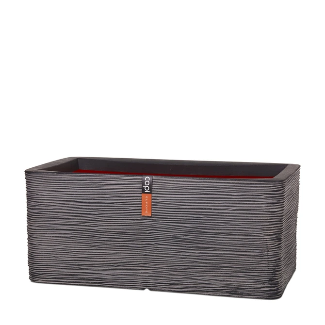 Planter rectangle Rib NL 73x39x32 anthracite, Capi Europe, tuincentrumoutlet