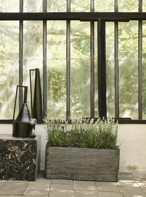 Planter rectangle Rib NL 73x39x32 anthracite sfeer, Capi Europe, tuincentrumoutlet