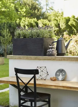 Planter rectangle Rib NL 73x39x32 black sfeer, Capi Europe, tuincentrumoutlet