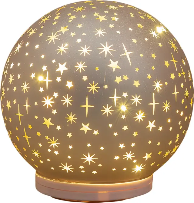 BAL GLAS OP VOET DRAAIEND LED OP BATTERIJ 15CM CHAMPAGNE, ANNA'S collection, tuincentrumoutlet.com