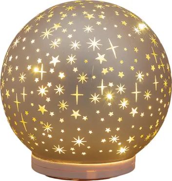 BAL GLAS OP VOET DRAAIEND LED OP BATTERIJ 15CM CHAMPAGNE, ANNA'S collection, tuincentrumoutlet.com