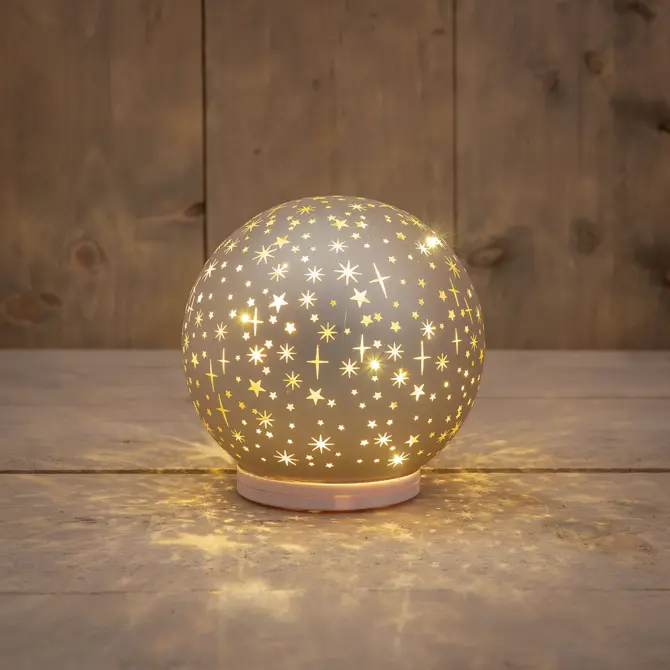 BAL GLAS OP VOET DRAAIEND LED OP BATTERIJ 15CM CHAMPAGNE, ANNA'S collection, tuincentrumoutlet.com