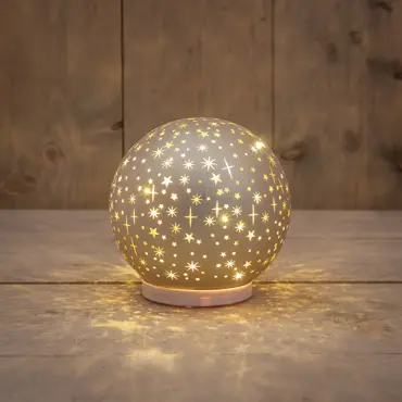 BAL GLAS OP VOET DRAAIEND LED OP BATTERIJ 15CM CHAMPAGNE, ANNA'S collection, tuincentrumoutlet.com