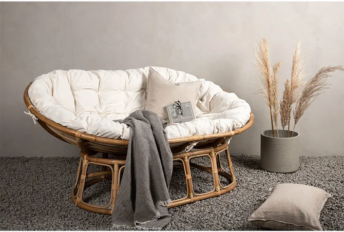 Bank Mamasan Rotan Bruin 180x110cm sfeer, Van der Leeden, Tuincentrumoulet.com