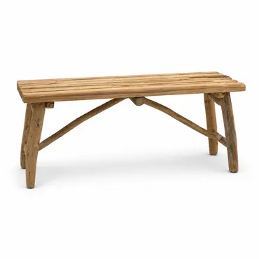 Bank teak 98x38h40cm naturel schuin, Van der Leeden, tuincentrumoutlet.com