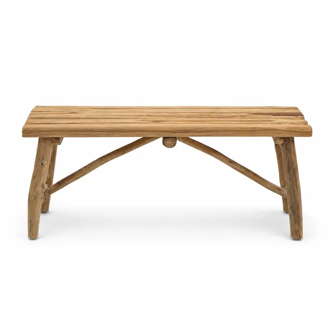 Bank teak 98x38h40cm naturel, Van der Leeden, tuincentrumoutlet.com