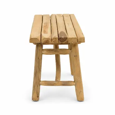Bank teak 98x38h40cm naturel zijkant, Van der Leeden, tuincentrumoutlet.com