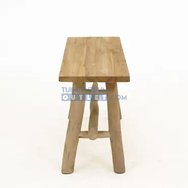 Bank teak 98x38h40cm naturel zijkant, Van der Leeden, tuincentrumoutlet.com