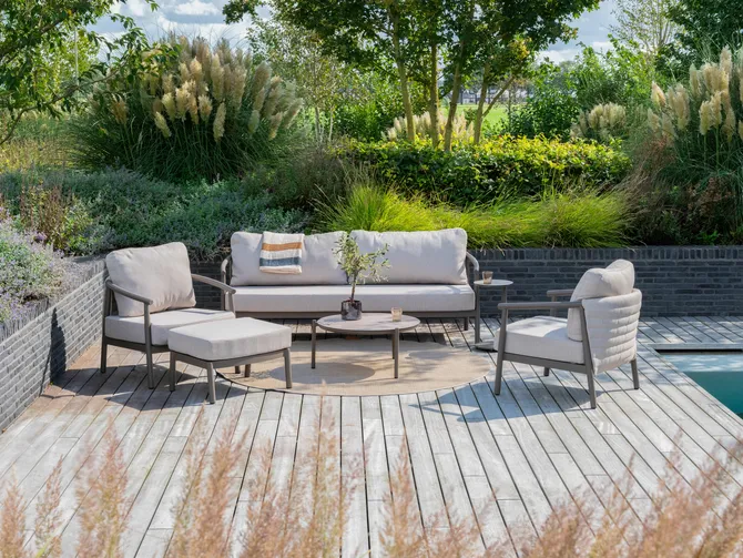 Barolo 3 seater SET terre: bench+ 2x living chair sfeer, 4 Seasons Outdoor, tuincentrumoutlet.com