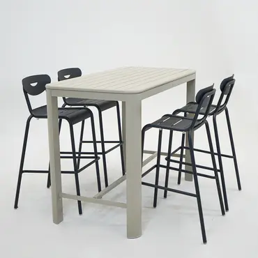 Bartafel Eos L140B74H105 crème met 4 Smiley barstoelen antraciet