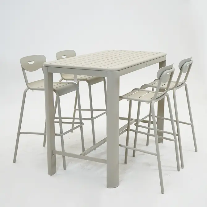 Bartafel Eos L140B74H105 crème met 4 Smiley barstoelen crème