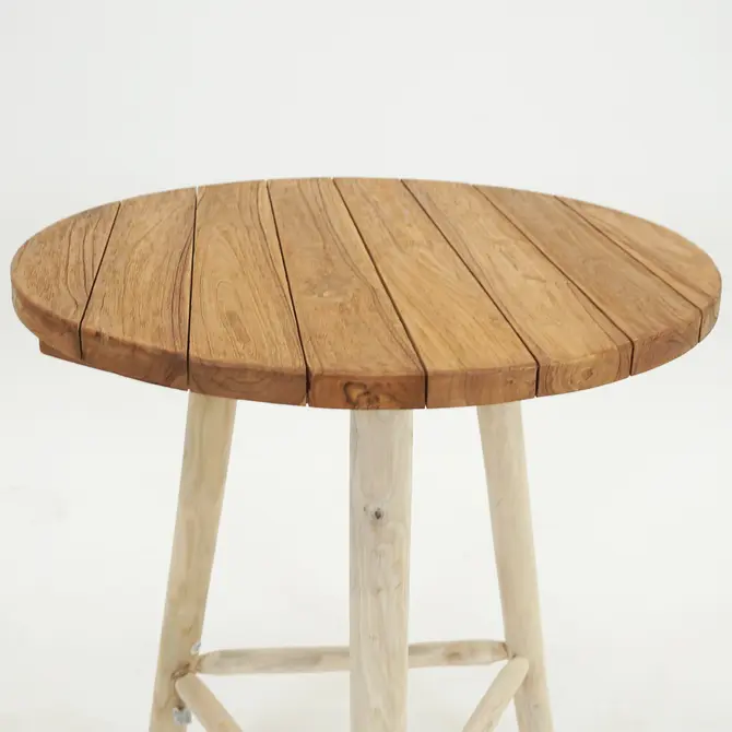 Bartafel Teak Naturel d90h110cm - outdoor, Van der Leeden, Tuincentrumoutlet.com