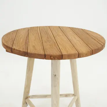 Bartafel Teak Naturel d90h110cm - outdoor, Van der Leeden, Tuincentrumoutlet.com