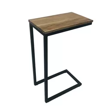 Bijzet- laptoptafel acaciahout met staal 41x26x66 cm, tuincentrumoutlet.com