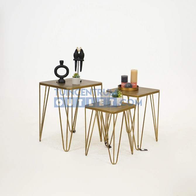 Bijzettafel vk Perryville s3 goud sfeer, Decostar, tuincentrumoutlet