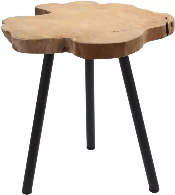 BIJZETTAFEL TEAK DIA 35-40CM MET METALEN POTEN, Home & Styling Collection, tuincentrumoutlet