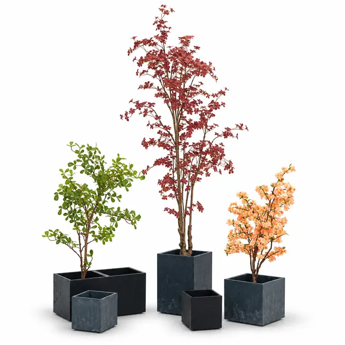 Bloembak Sierra hoog 59,5x38,5cm antraciet detailfoto set, Vita Tuinmeubelen, tuincentrumoutlet.com